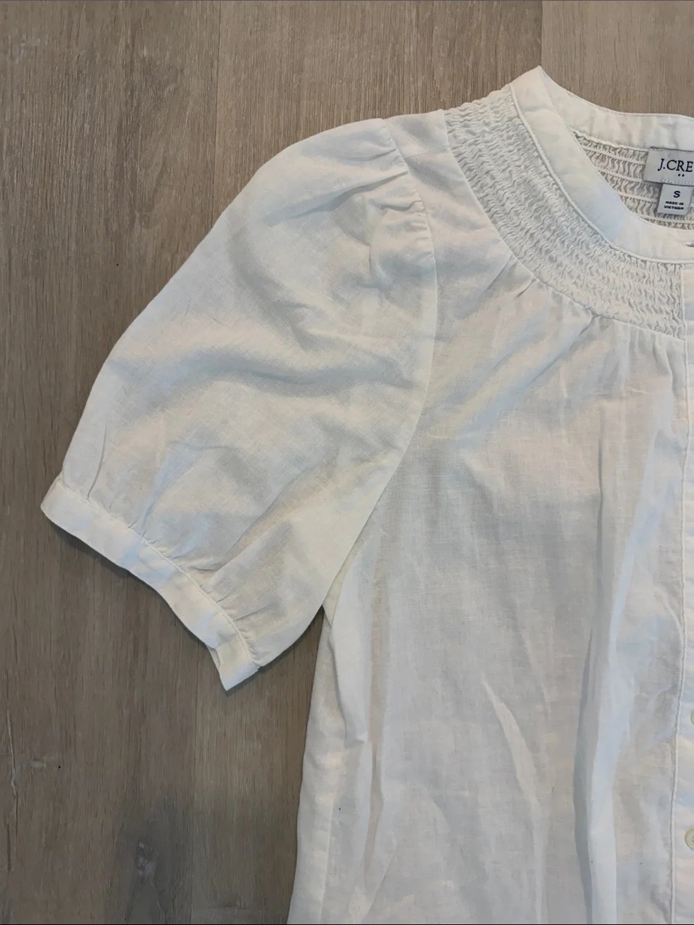 J. Crew Linen-blend short-sleeve smock neck top